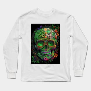 Colorful Floral Skull head design #1 Long Sleeve T-Shirt